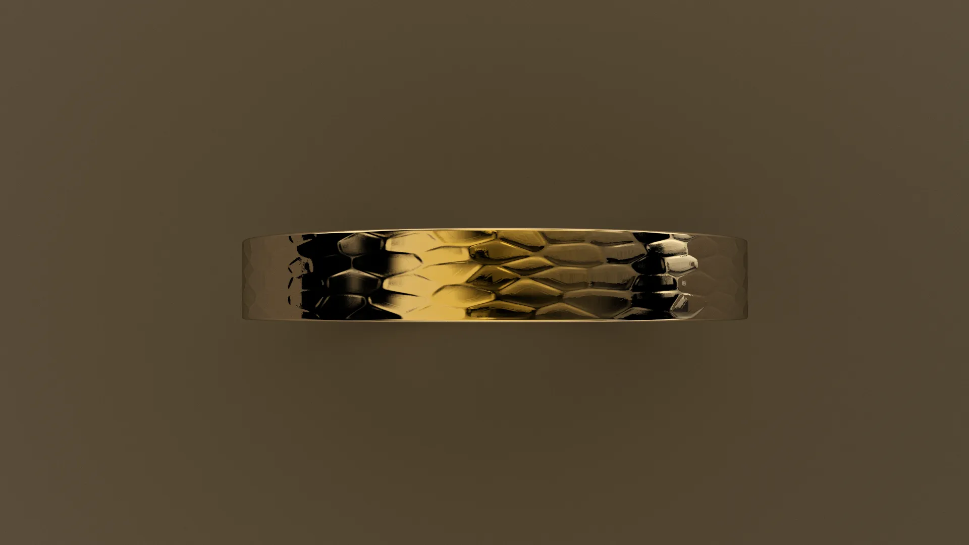 Hammered Yellow Gold 3mm Flat Wedding Band