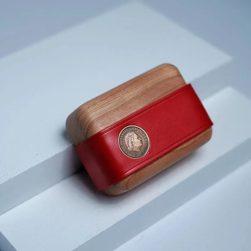 Handmade Brown Leather Wood AirPods Pro Case Custom Leather AirPods Pro Case Airpod Case Cover