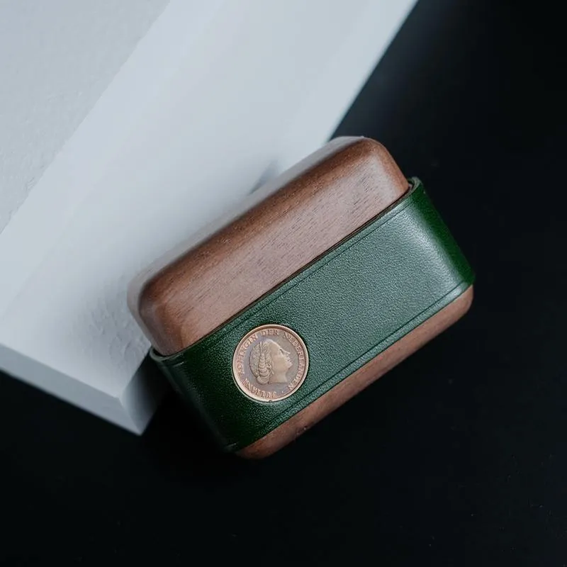 Handmade Brown Leather Wood AirPods Pro Case Custom Leather AirPods Pro Case Airpod Case Cover