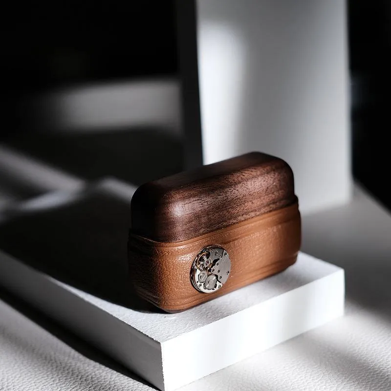 Handmade Brown Leather Wood AirPods Pro Case Custom Leather AirPods Pro Case Airpod Case Cover