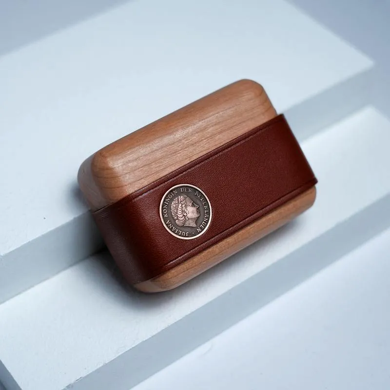 Handmade Brown Leather Wood AirPods Pro Case Custom Leather AirPods Pro Case Airpod Case Cover