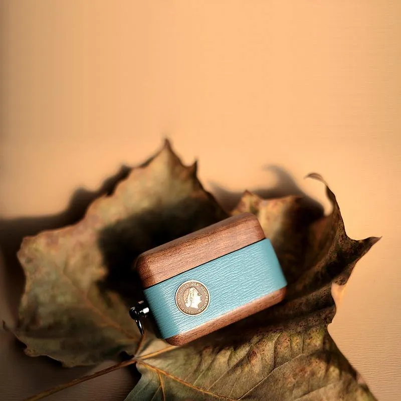 Handmade Brown Leather Wood AirPods Pro Case Custom Leather AirPods Pro Case Airpod Case Cover