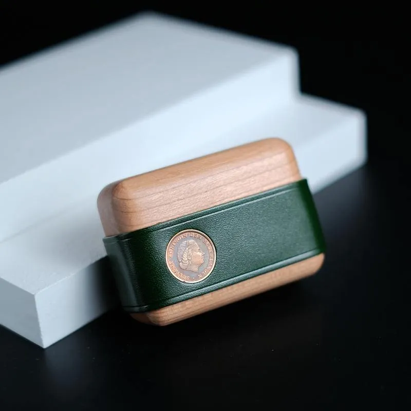 Handmade Brown Leather Wood AirPods Pro Case Custom Leather AirPods Pro Case Airpod Case Cover