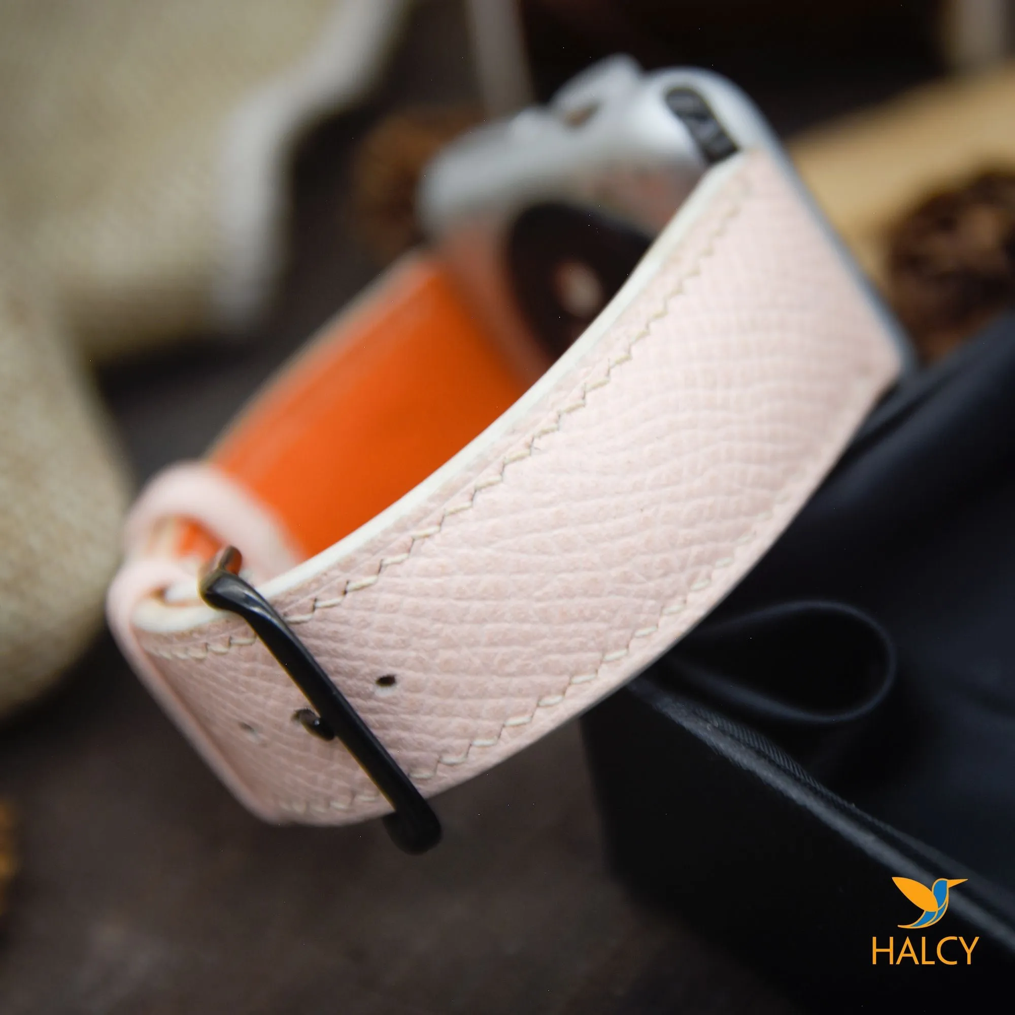 Handmade  Epsom Calf Leather Watch Band Fit for Apple watch Series 8, 7, 6, 5, 4, 3 : Choice of adapters and buckle color