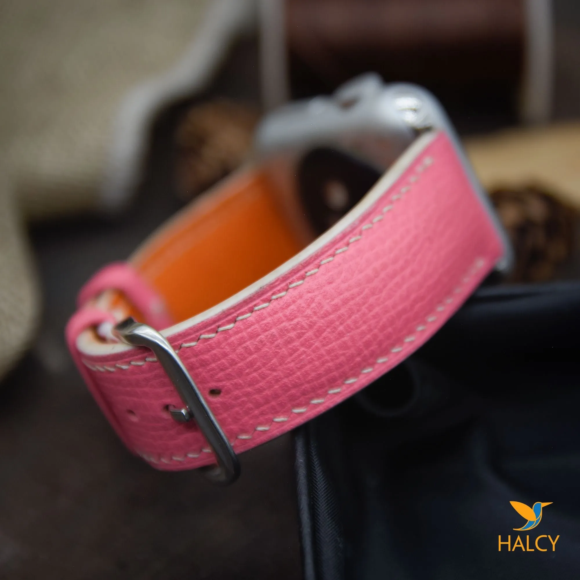 Handmade  Epsom Calf Leather Watch Band Fit for Apple watch Series 8, 7, 6, 5, 4, 3 : Choice of adapters and buckle color