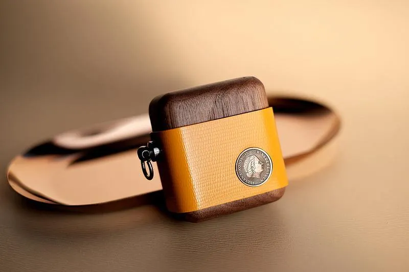 Handmade Green Leather Wood AirPods 1,2 Case Custom Leather AirPods 1,2 Case Airpod Case Cover