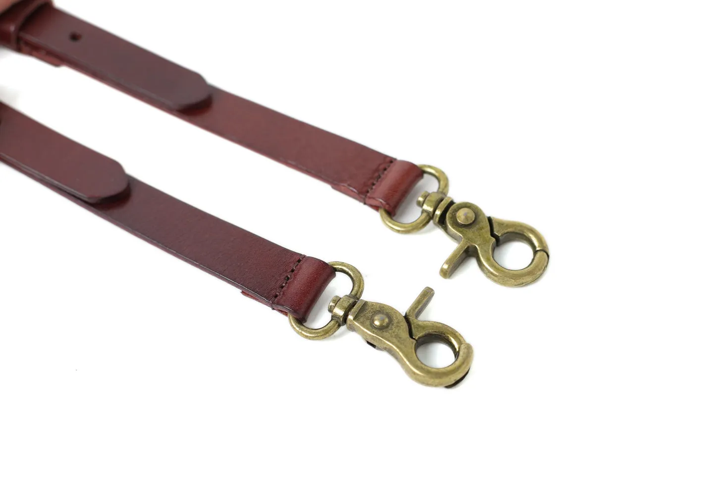Handmade Mens Leather Suspenders, Wedding Suspenders for Groomsman with Hook Clips