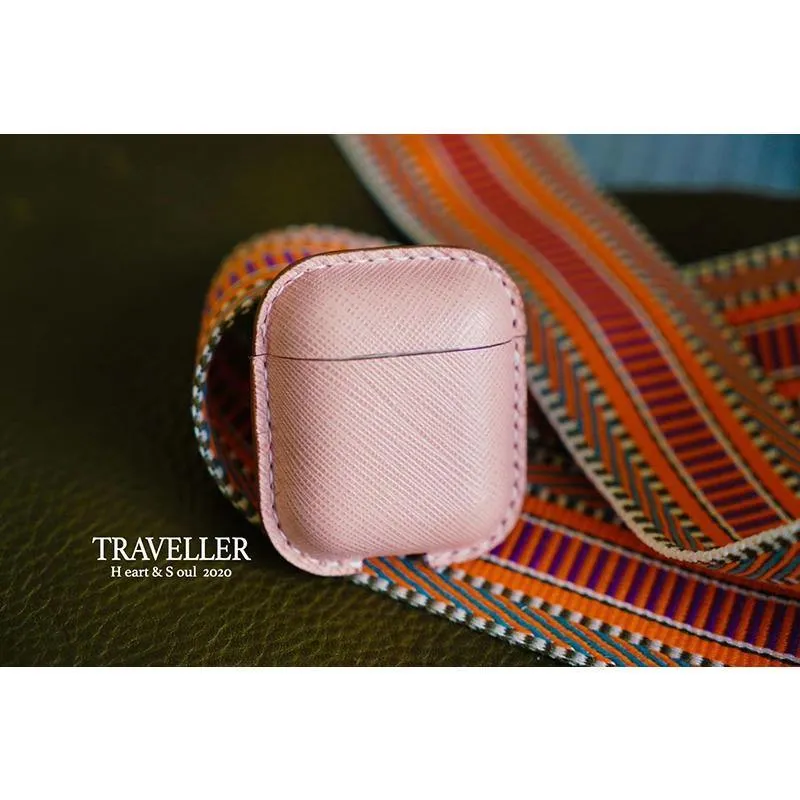 Handmade Pink Leather AirPods 1,2 Cases Leather AirPods Case 1,2 Airpod Case Cover