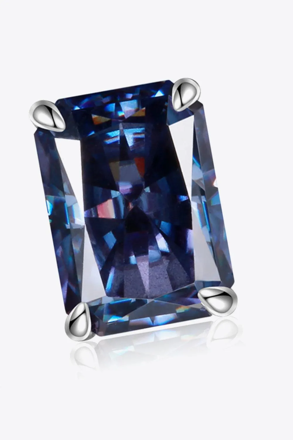 Hazel Blues® | 2 Carat Rectangle Moissanite 4-Prong Stud Earrings