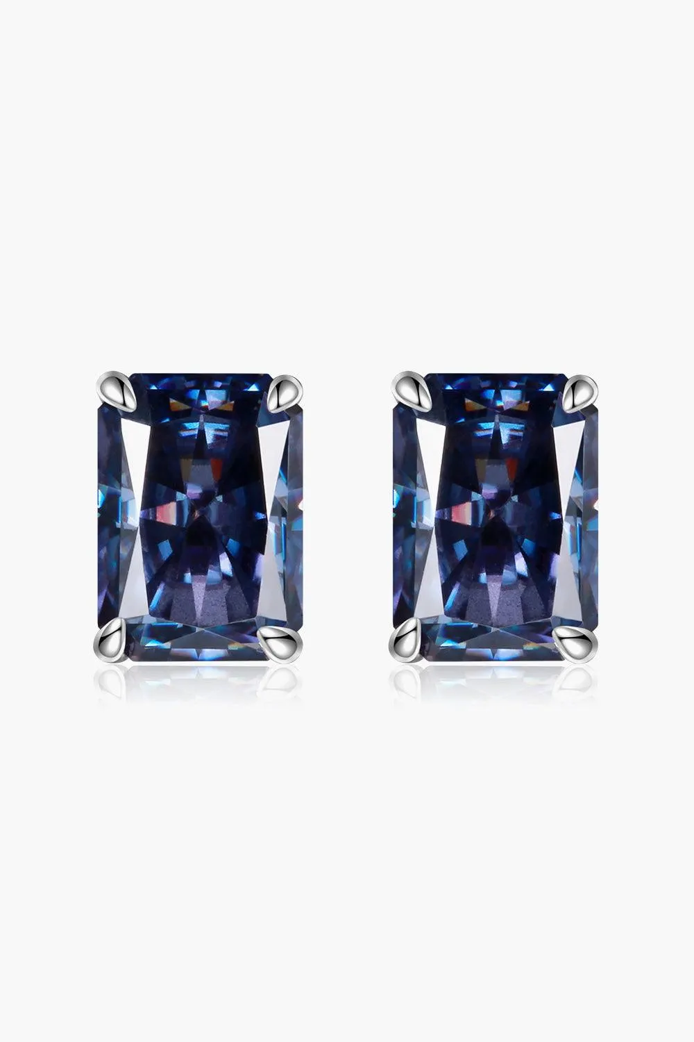 Hazel Blues® | 2 Carat Rectangle Moissanite 4-Prong Stud Earrings