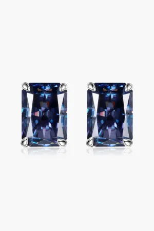 Hazel Blues® | 2 Carat Rectangle Moissanite 4-Prong Stud Earrings