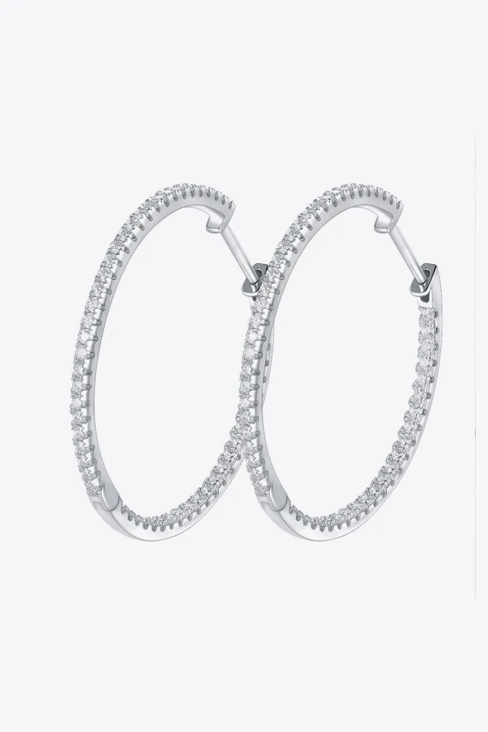 Hazel Blues® | Inlaid Moissanite 925 Sterling Silver Hoop Earrings