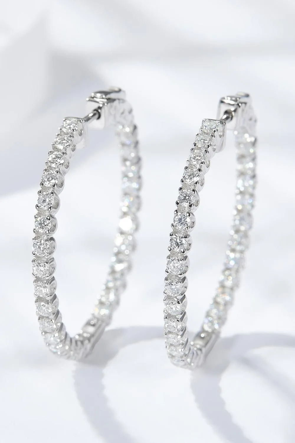 Hazel Blues® | Inlaid Moissanite 925 Sterling Silver Hoop Earrings