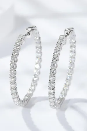 Hazel Blues® | Inlaid Moissanite 925 Sterling Silver Hoop Earrings