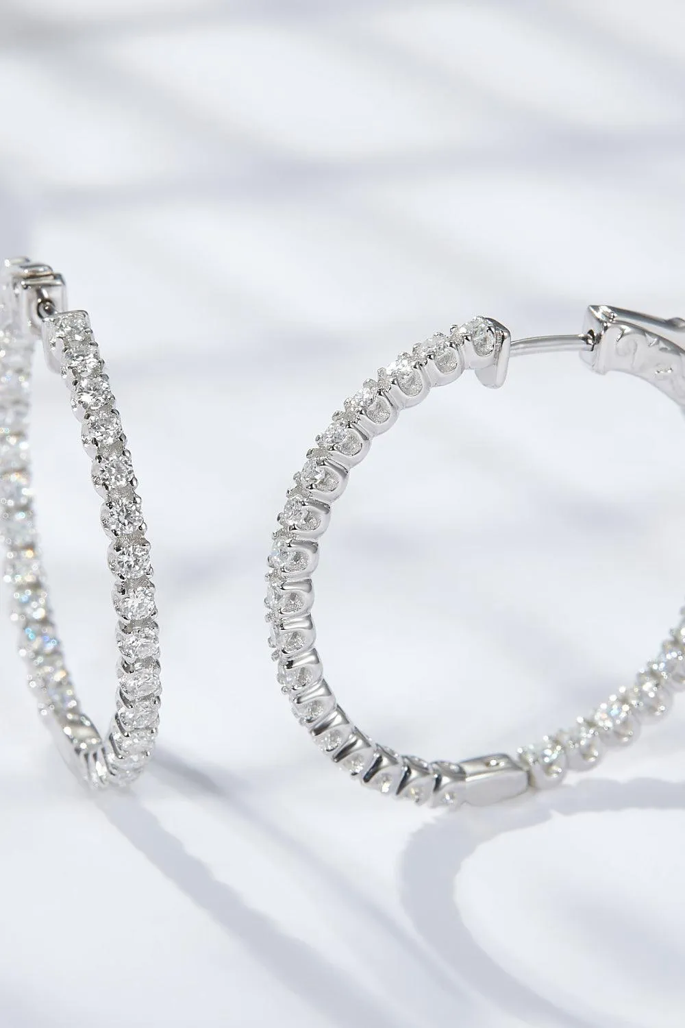 Hazel Blues® | Inlaid Moissanite 925 Sterling Silver Hoop Earrings