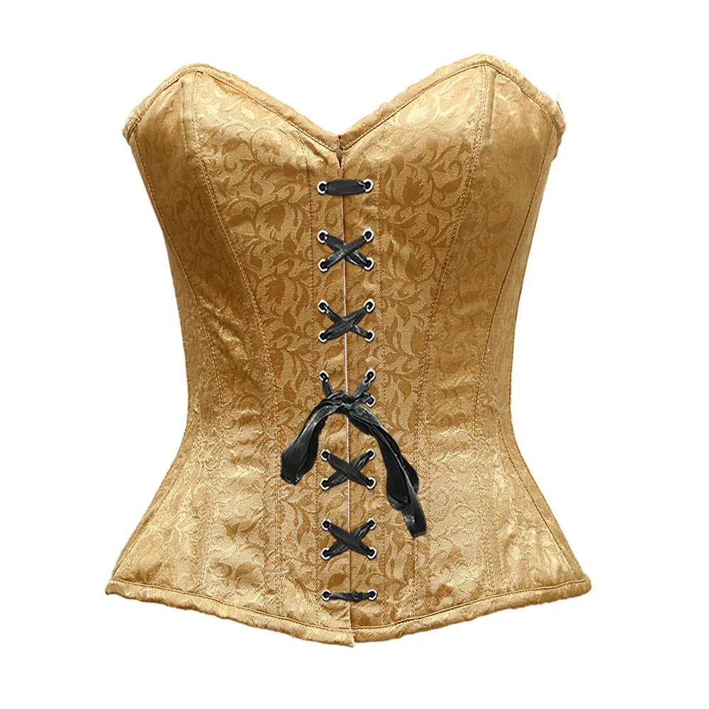Healy Golden Satin Brocade Overbust Corset