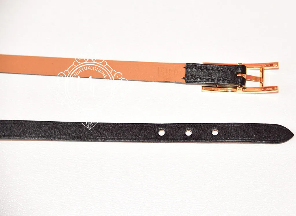 Hermes Noir Black GHW Hapi Triple Tour Bracelet Cuff S