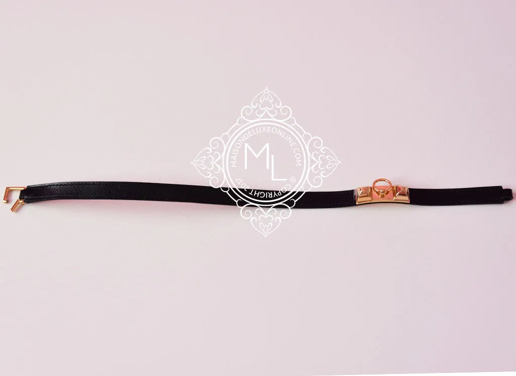 Hermes Noir Black GHW Rivale Double Tour Bracelet Cuff M