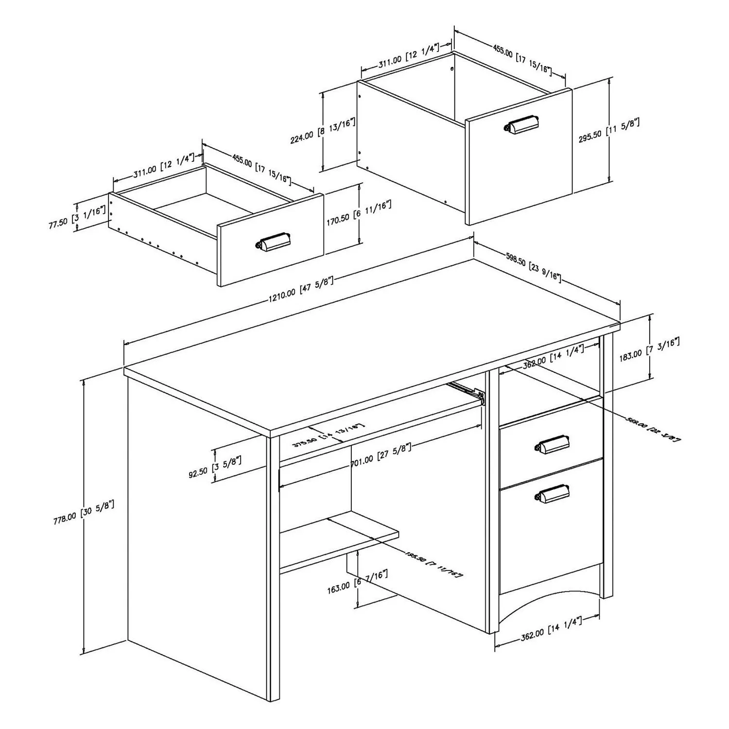 Home Office Work Desk Computer Desk with Keyboard Tray