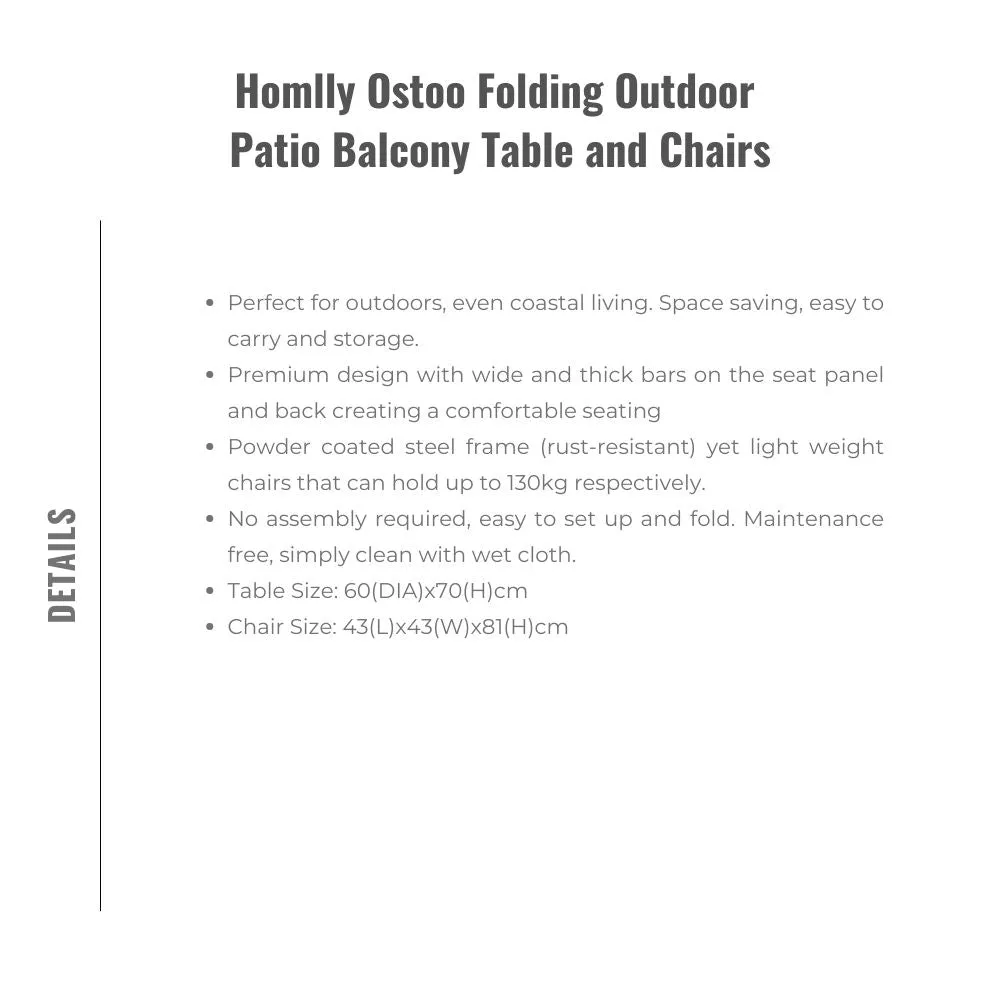 Homlly Ostoo Folding Outdoor Patio Balcony Table and Chairs