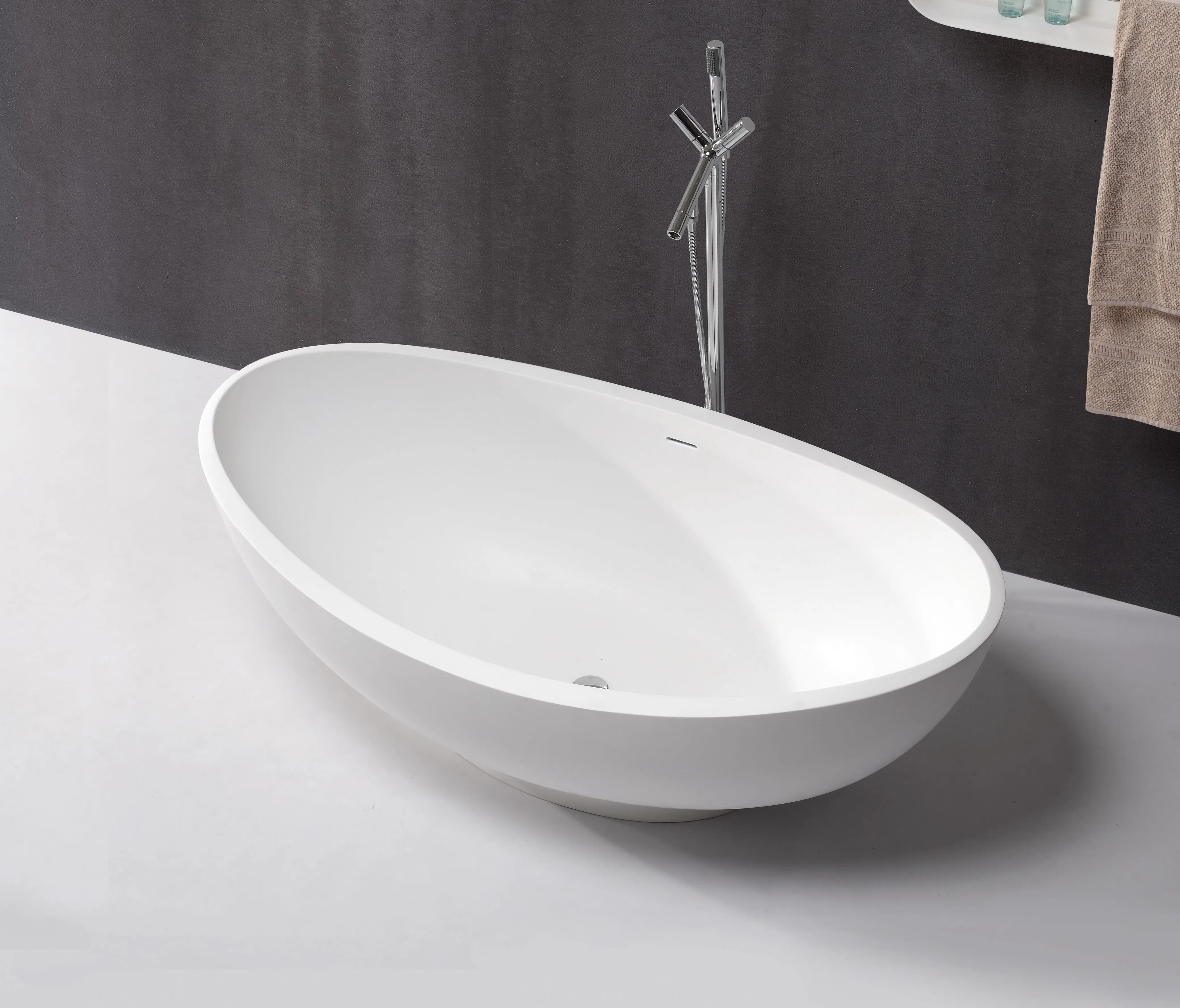 Hugi Elegant Stone Bath - Seated On Plinth - 1575mm - B089
