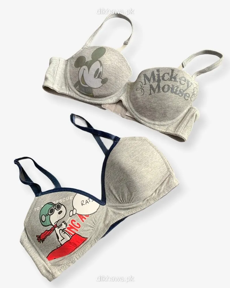Imported Stocklot Branded  Net Pushup Bra - Cotton Pushup Bra - Underwired Bra  - Non Padded Bra - Pack of 2