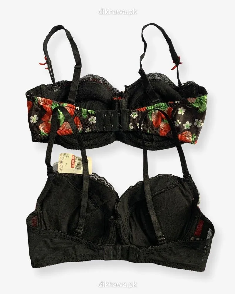 Imported Stocklot Branded  Net Pushup Bra - Underwired Bra  -Non Padded Bra - Pack of 2