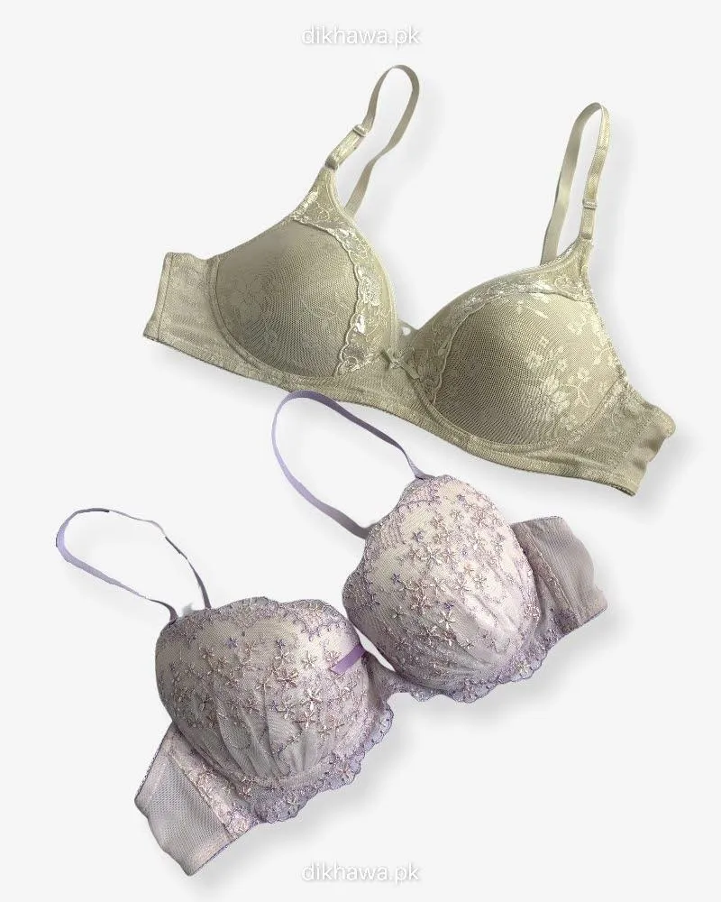 Imported Stocklot Branded  Net Pushup Bra - Underwired Bra  -  Padded Bra - Pack of 2