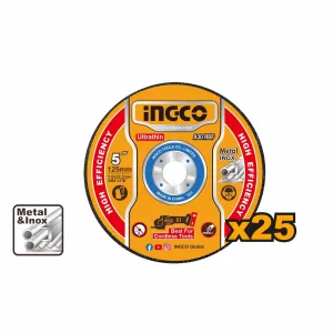 Ingco 25-Pieces Ultra-thin Metal Cutting Disc Set 125mm x 1.0mm - MCD1012525