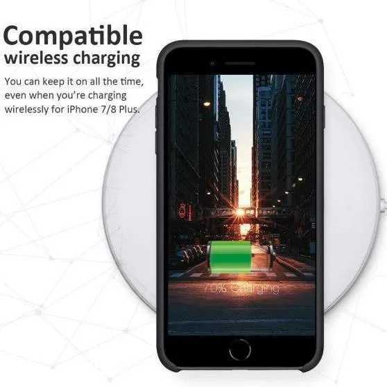 iPhone 7 / 8 Plus Shockproof Silicone Cover Soft Feel-Open Bottom - Black