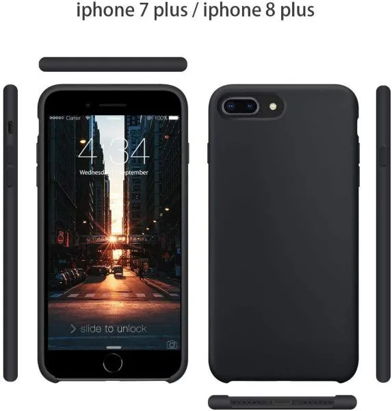 iPhone 7 / 8 Plus Shockproof Silicone Cover Soft Feel-Open Bottom - Black