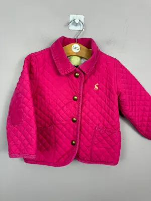 Joules pink quilted jacket 12-18m