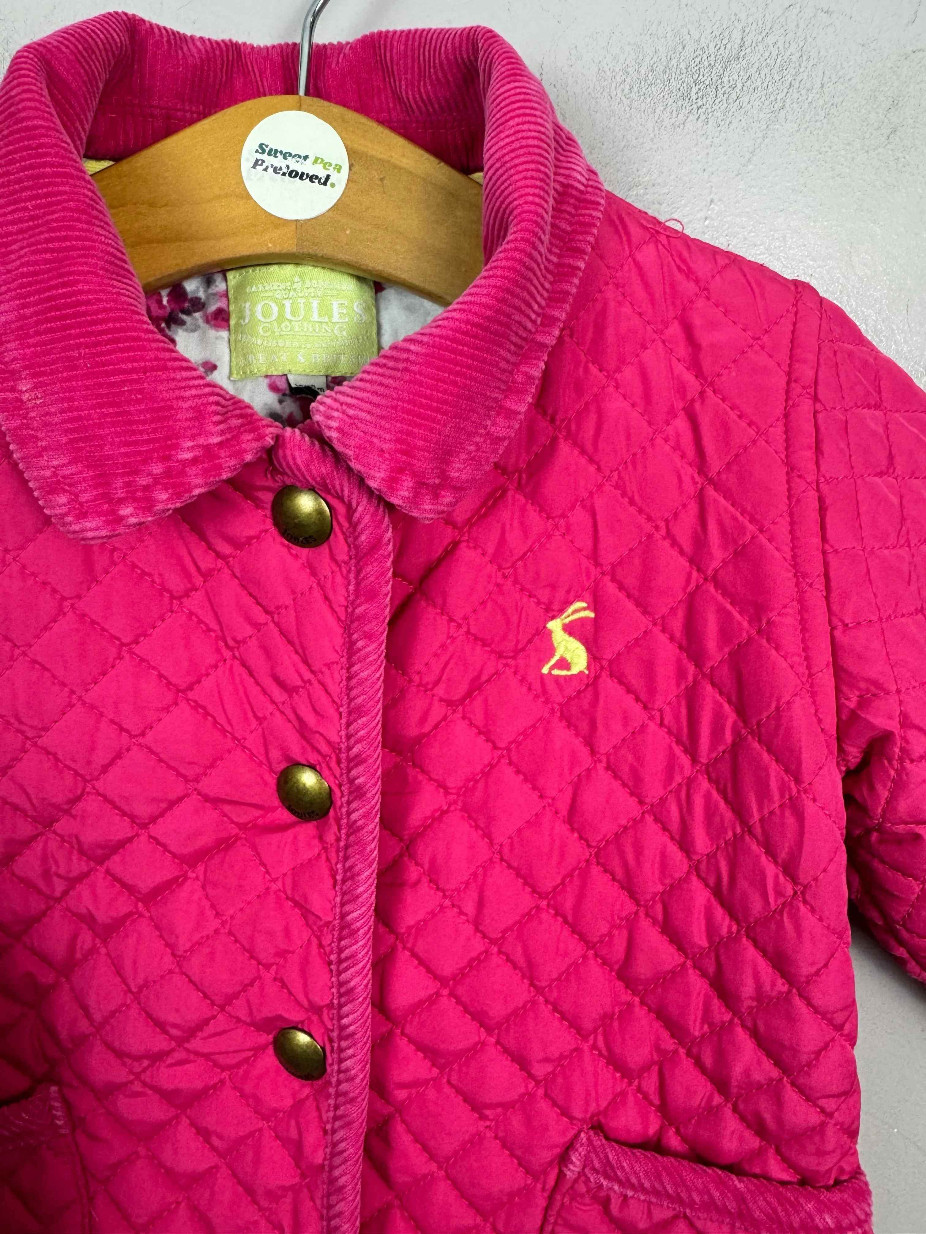 Joules pink quilted jacket 12-18m