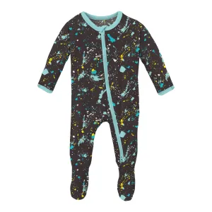 KicKee Pants Confetti Splatter Paint Footie with 2 Way Zipper