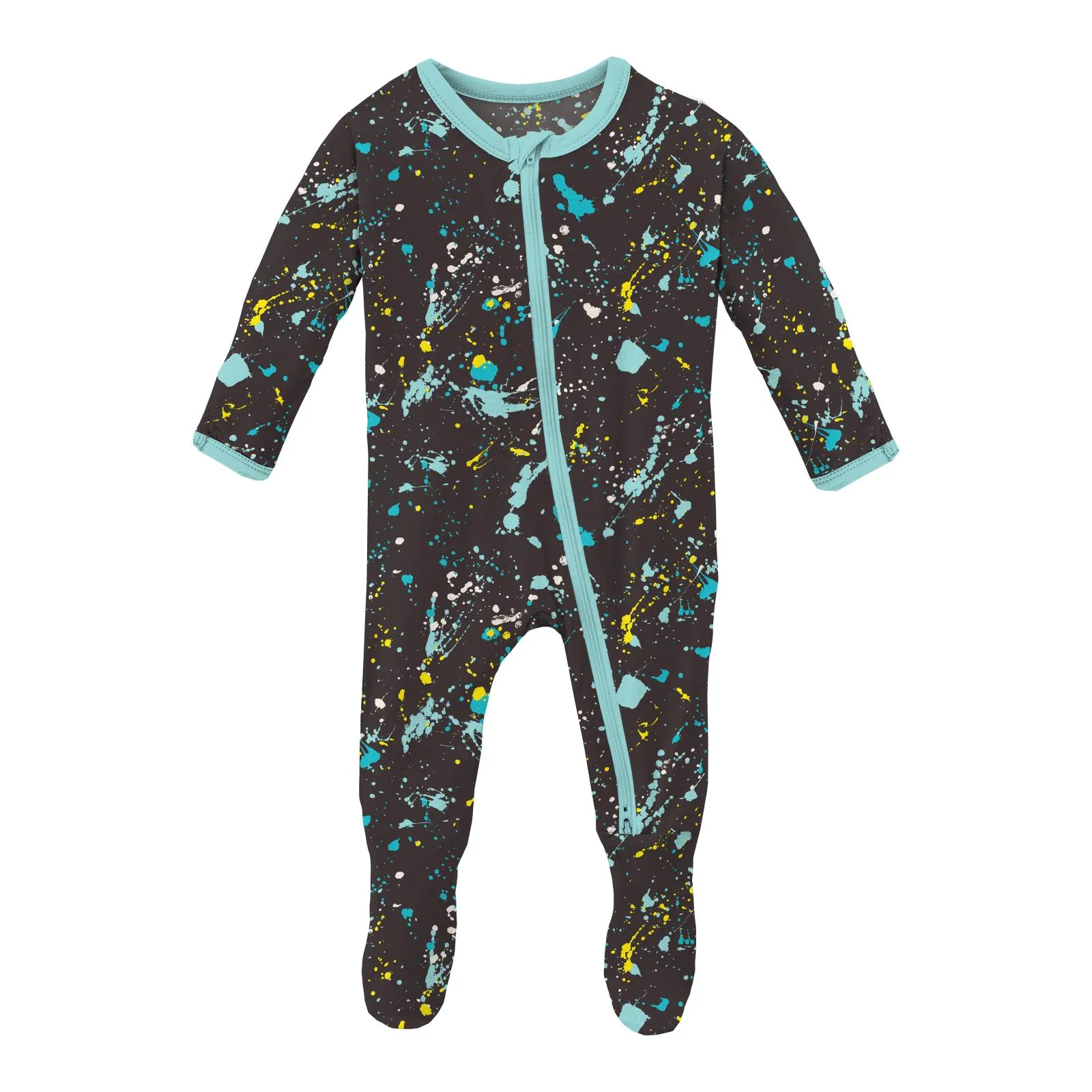 KicKee Pants Confetti Splatter Paint Footie with 2 Way Zipper