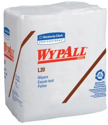 Kimberly-Clark Professional WypAll L20 Wipers, 1/4 Fold, White, 68 per pack, 47022