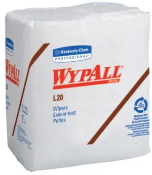 Kimberly-Clark Professional WypAll L20 Wipers, 1/4 Fold, White, 68 per pack, 47022