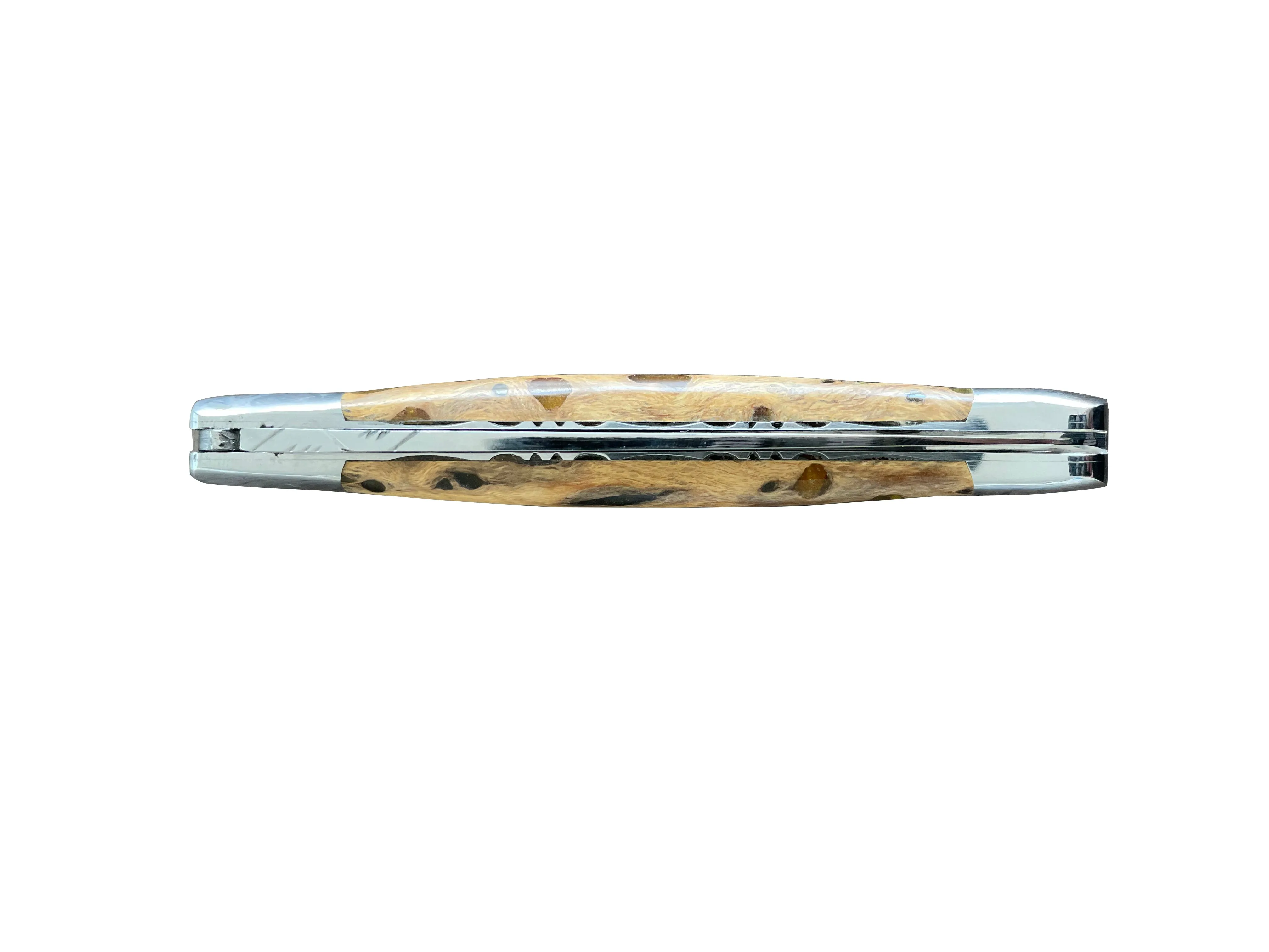Laguiole en Aubrac Handcrafted Double Plates Multipurpose Knife With Cactus Amber Handle, 4.75-Inches