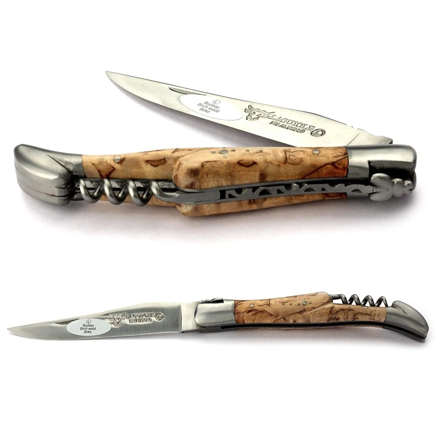 Laguiole en Aubrac Handcrafted Multipurpose Knife with Corkscrew, Birchwood Handle, 4.75 inches
