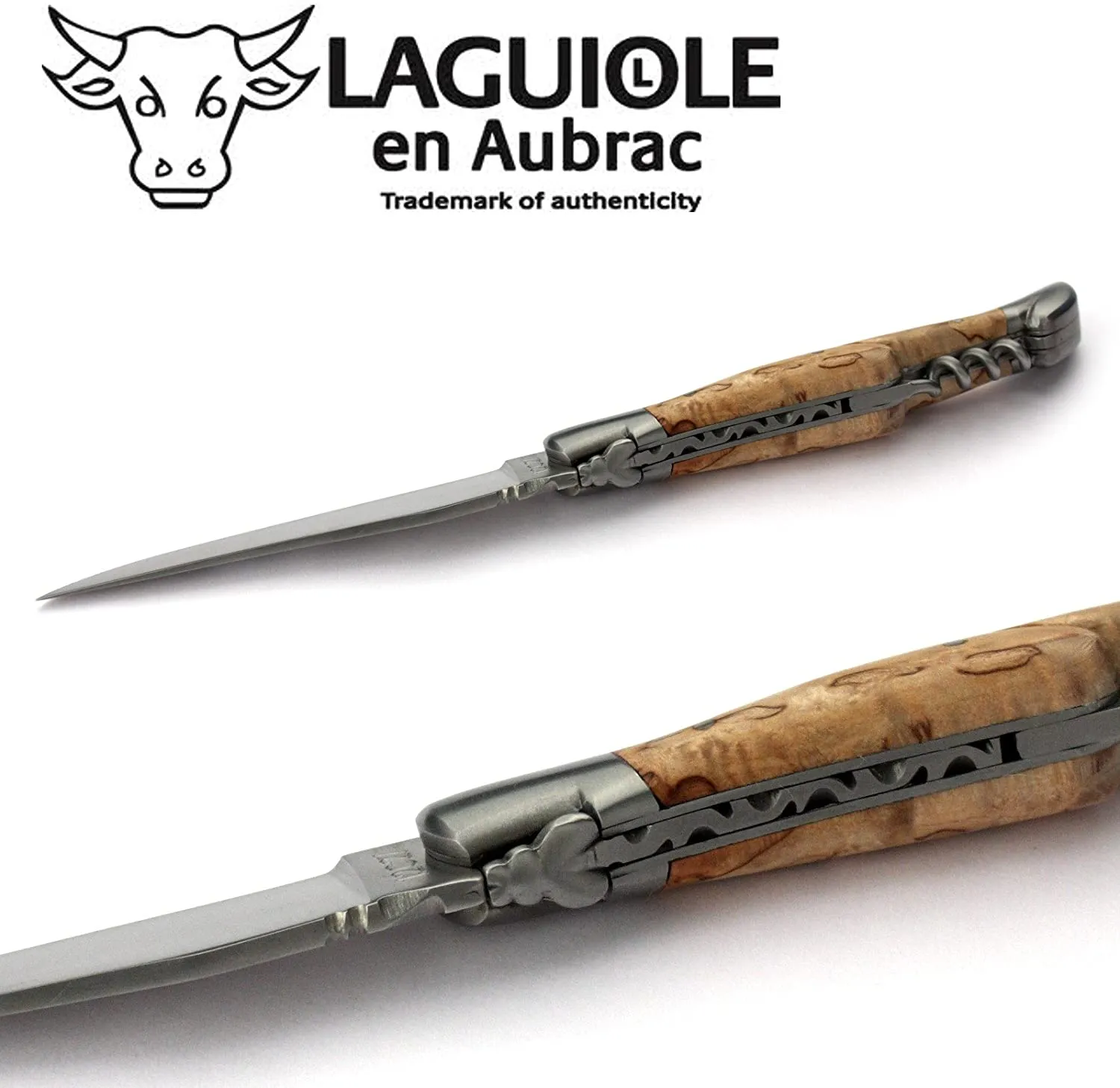 Laguiole en Aubrac Handcrafted Multipurpose Knife with Corkscrew, Birchwood Handle, 4.75 inches
