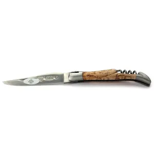Laguiole en Aubrac Handcrafted Multipurpose Knife with Corkscrew, Birchwood Handle, 4.75 inches
