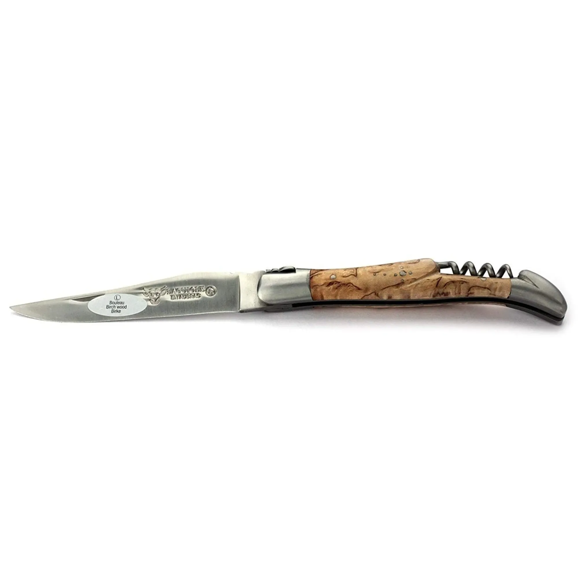 Laguiole en Aubrac Handcrafted Multipurpose Knife with Corkscrew, Birchwood Handle, 4.75 inches