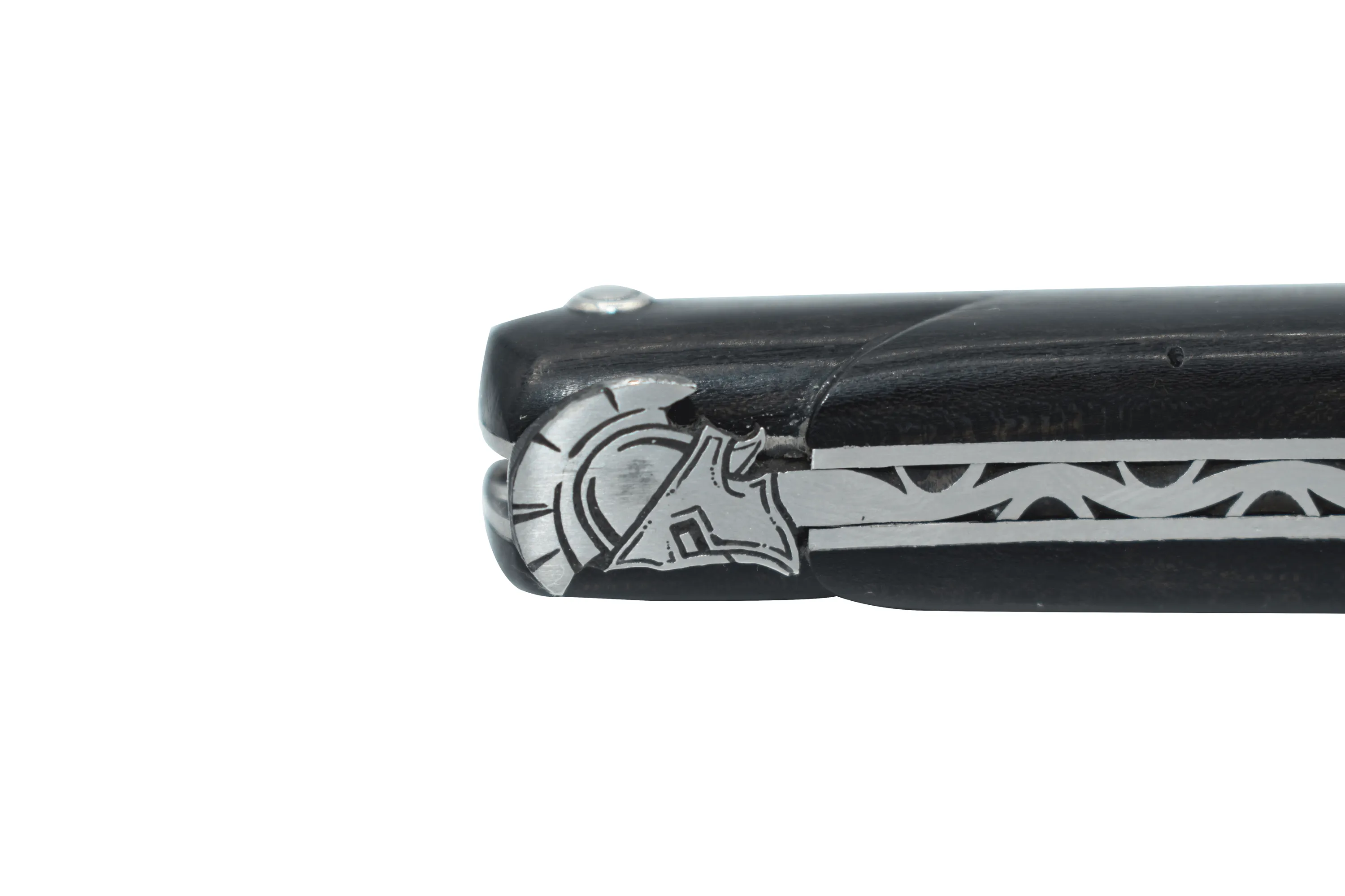 Laguiole en Aubrac Handcrafted Plated Limited Edition Multipurpose Knife, Full Ebony Handle With Spartan, 4.75 inches