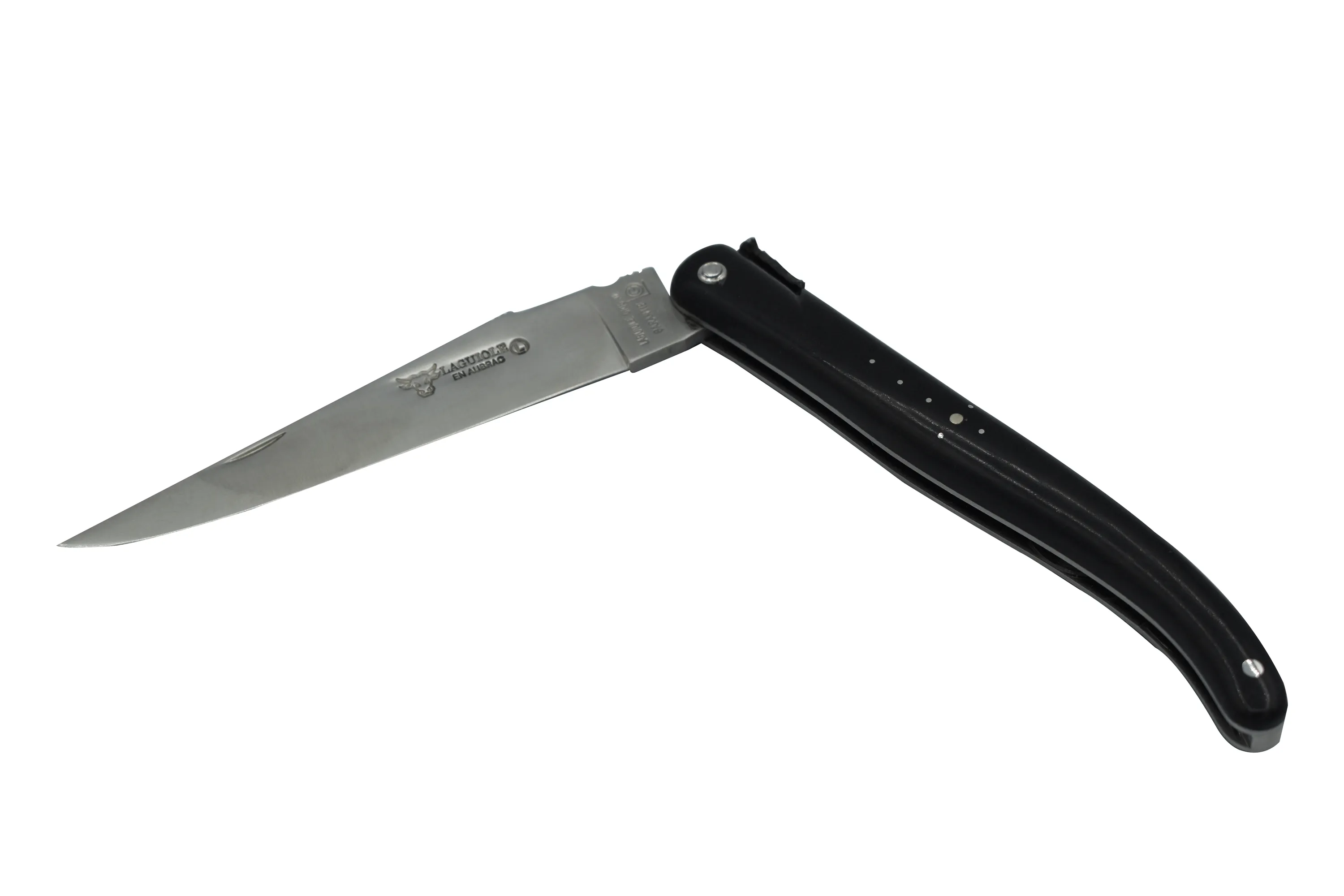 Laguiole en Aubrac Handcrafted Plated Limited Edition Multipurpose Knife, Full Ebony Handle With Spartan, 4.75 inches