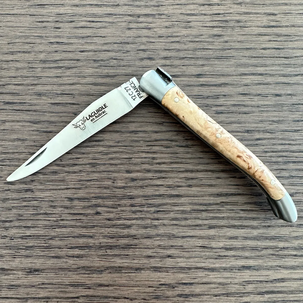 Laguiole en Aubrac Handcrafted Plated Multipurpose Knife, Birchwood Handle, 3.5-Inches