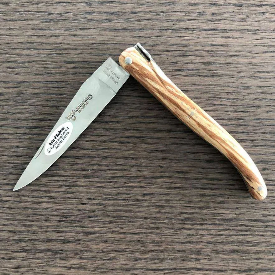 Laguiole en Aubrac Handcrafted Plated Multipurpose Knife, Full Aubrac Wood Handle, 4.75 inches