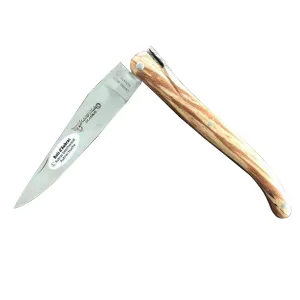 Laguiole en Aubrac Handcrafted Plated Multipurpose Knife, Full Aubrac Wood Handle, 4.75 inches