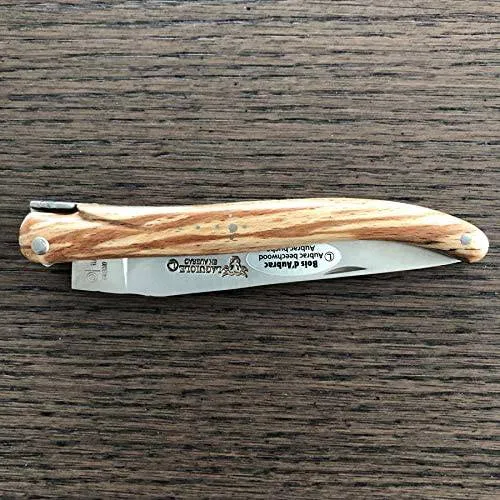 Laguiole en Aubrac Handcrafted Plated Multipurpose Knife, Full Aubrac Wood Handle, 4.75 inches