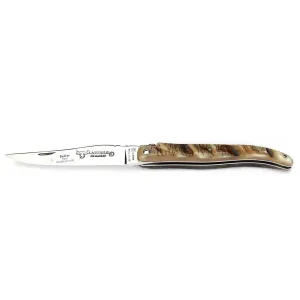 Laguiole en Aubrac Handcrafted Plated Multipurpose Knife, Full Ram Crust Handle, 4.75 inches
