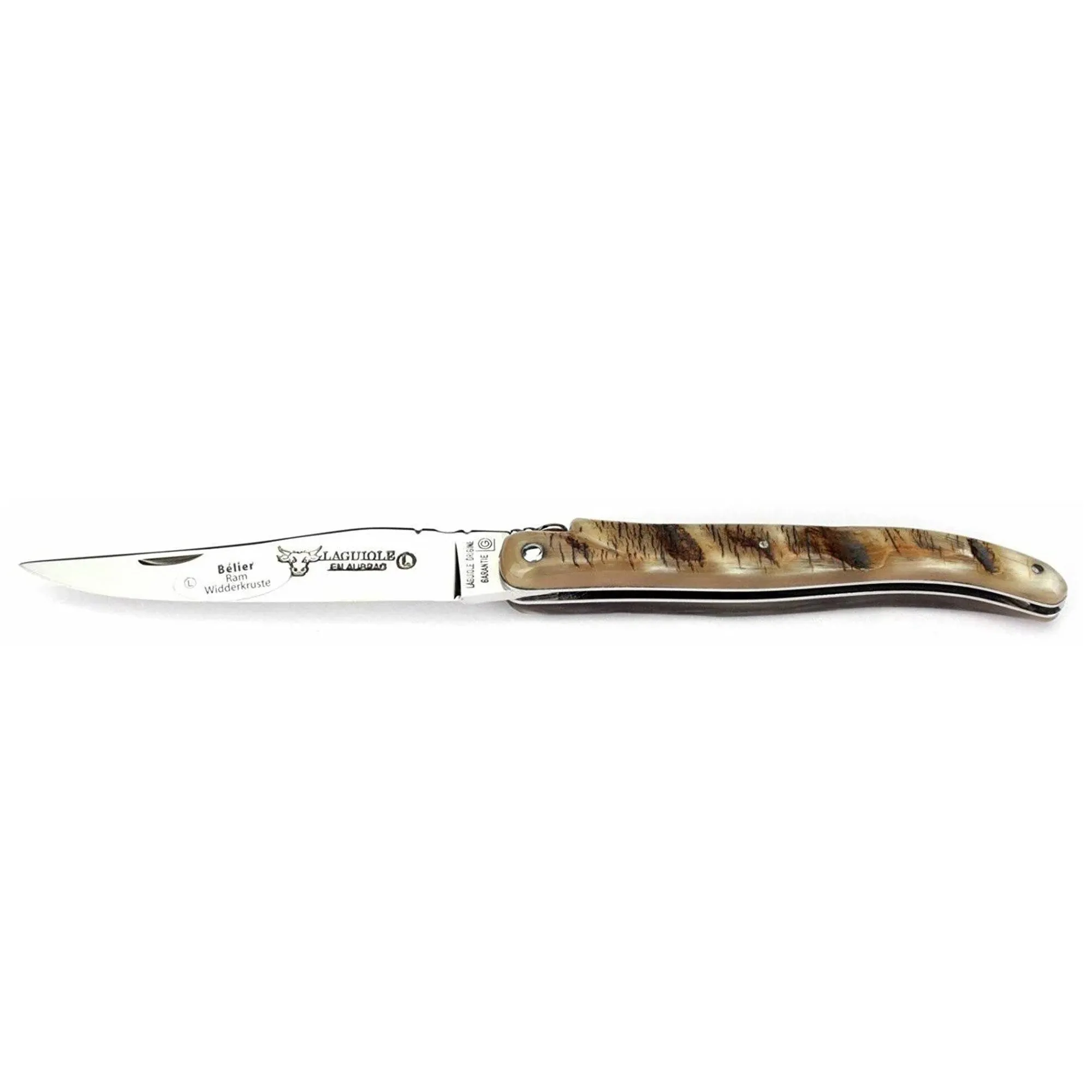 Laguiole en Aubrac Handcrafted Plated Multipurpose Knife, Full Ram Crust Handle, 4.75 inches